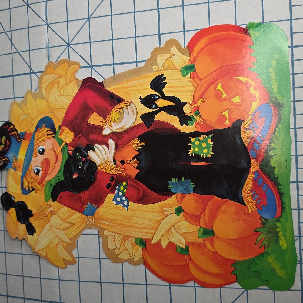 EUREKA‎ Halloween Vintage Scarecrow, Cat, Spider, Crows & Jol 2 Sided Die Cut
